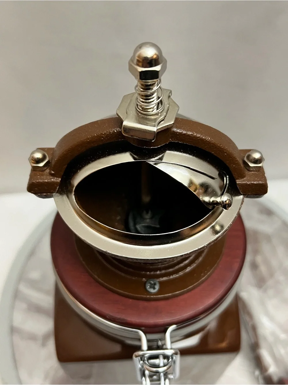 HuesNBrews Ceramic Coffee Grinder Canister Manual Hand Crank Brown New in Box